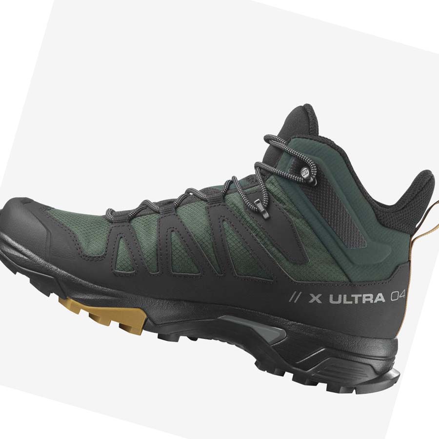 Salomon X ULTRA 4 MID GORE-TEX Túracipő Férfi Zöld Fekete | HU 2083MQZ